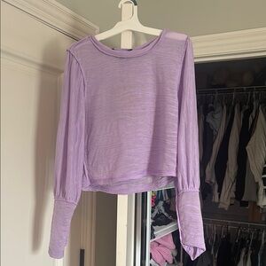 Vero Moda Purple Ribbed Crop Long Sleeve Blouse